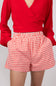 Plaid Boxer Lounge Shorts for Women in Red