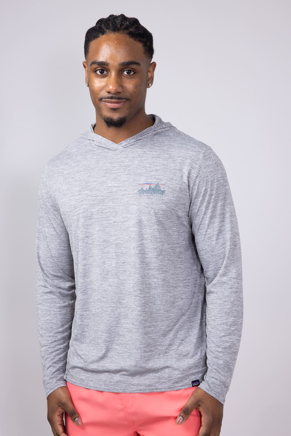 Patagonia Men’s Capeliene Cool Daily Graphic Hooded T-Shirt for Men in Feather Grey