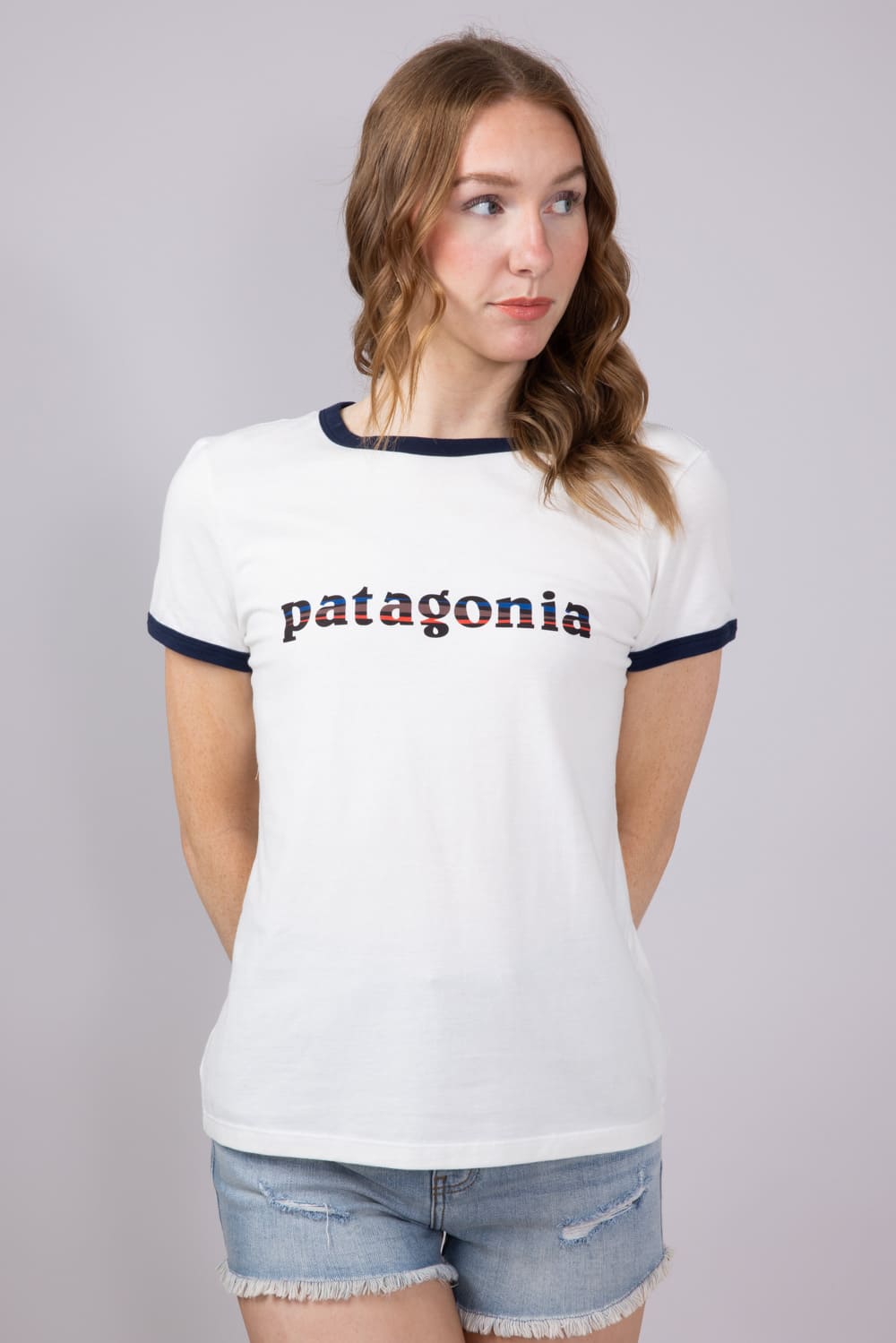 Patagonia Women’s ’73 Logo Ringer T-Shirt in Birch White | 37785-BCW