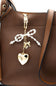 Pearl Bow Heart Purse Charm in Gold