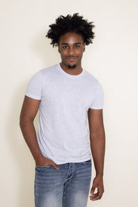 Basic Crewneck T-Shirt for Men in Speckled White