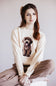 Puppy Graphic Sweater for Women in Cream