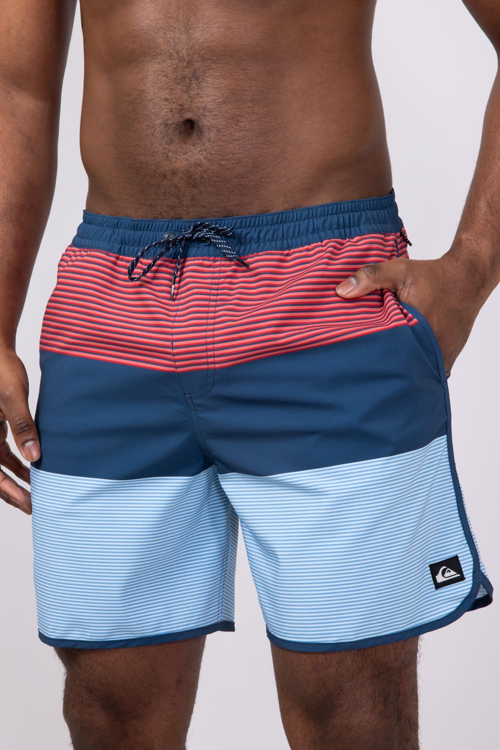 Quiksilver Surfsilk Tijuana Striped Volley 7” Shorts for Men in Navy