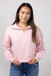 Reflex ¼ Zip Johnny Collar Pullover for Women in Pink