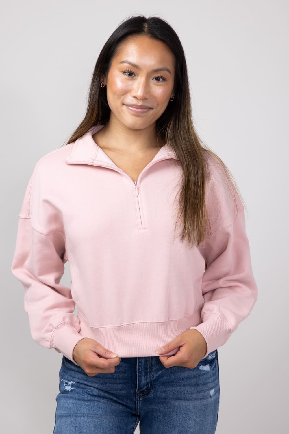 Reflex ¼ Zip Johnny Collar Pullover for Women in Pink