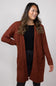 Ribbed Cardigan with Pockets for Women in Terracotta