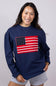 Simply Southern American Flag Oversized Sweatshirt for Women in Navy