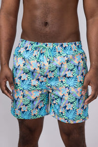 Floral Print 6” Swim Shorts for Men in Navy
