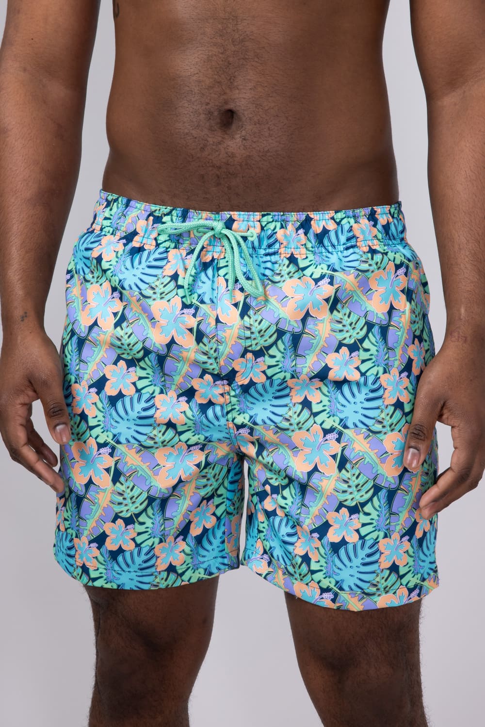 Floral Print 6” Swim Shorts for Men in Navy