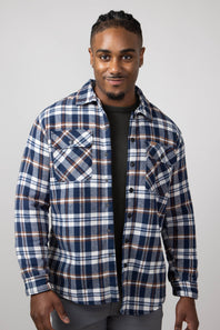 Sherpa Lined Flannel Shacket for Men in Ink