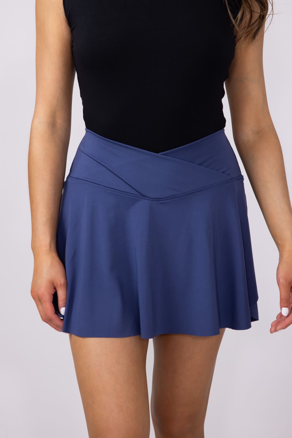 Womens Simply Southern Crossed Waistband Skort for Women in Cobalt Blue