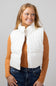 Simply Southern Faux Leather Cropped Puffer Vest for Women in Ivory