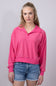 Simply Southern Womens Geo Pattern Johnny Collar Pullover Top for Women in Pink