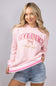 Simply Southern Womens Good Energy Social Club Varsity Crew Sweatshirt for Women in Pink
