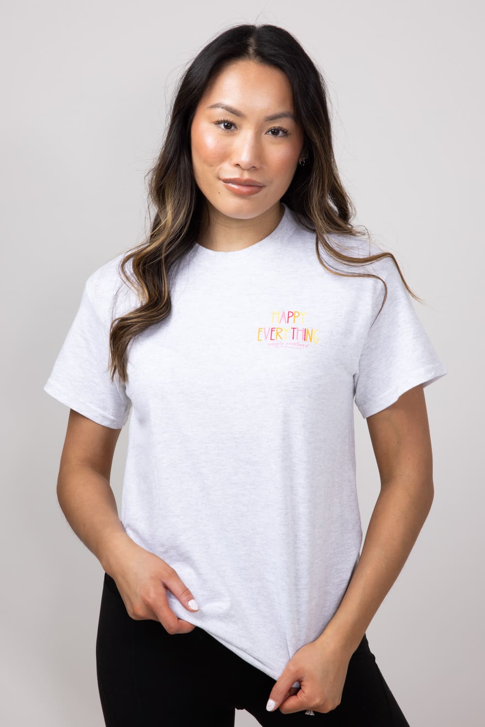 Simply Southern Happy Everything T-Shirt for Women in Ash Gray