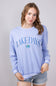 Simply Southern Womens Lake Days Varsity Crew Sweatshirt for Women in Blue