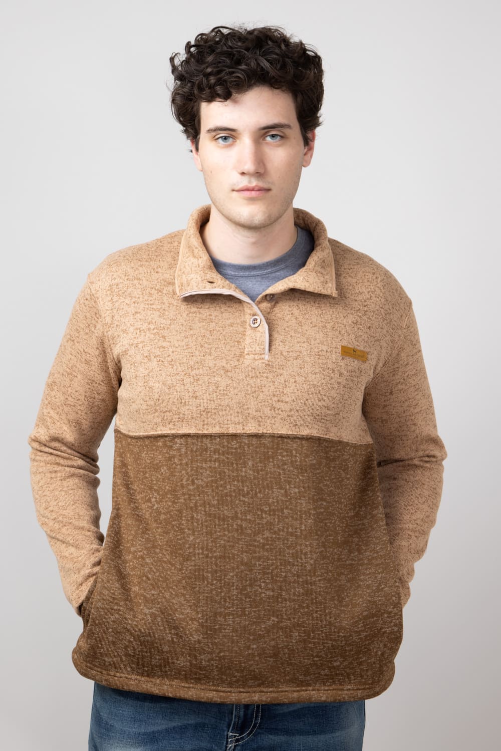 Simply Southern Quarter Snap Pullover for Men in Sand