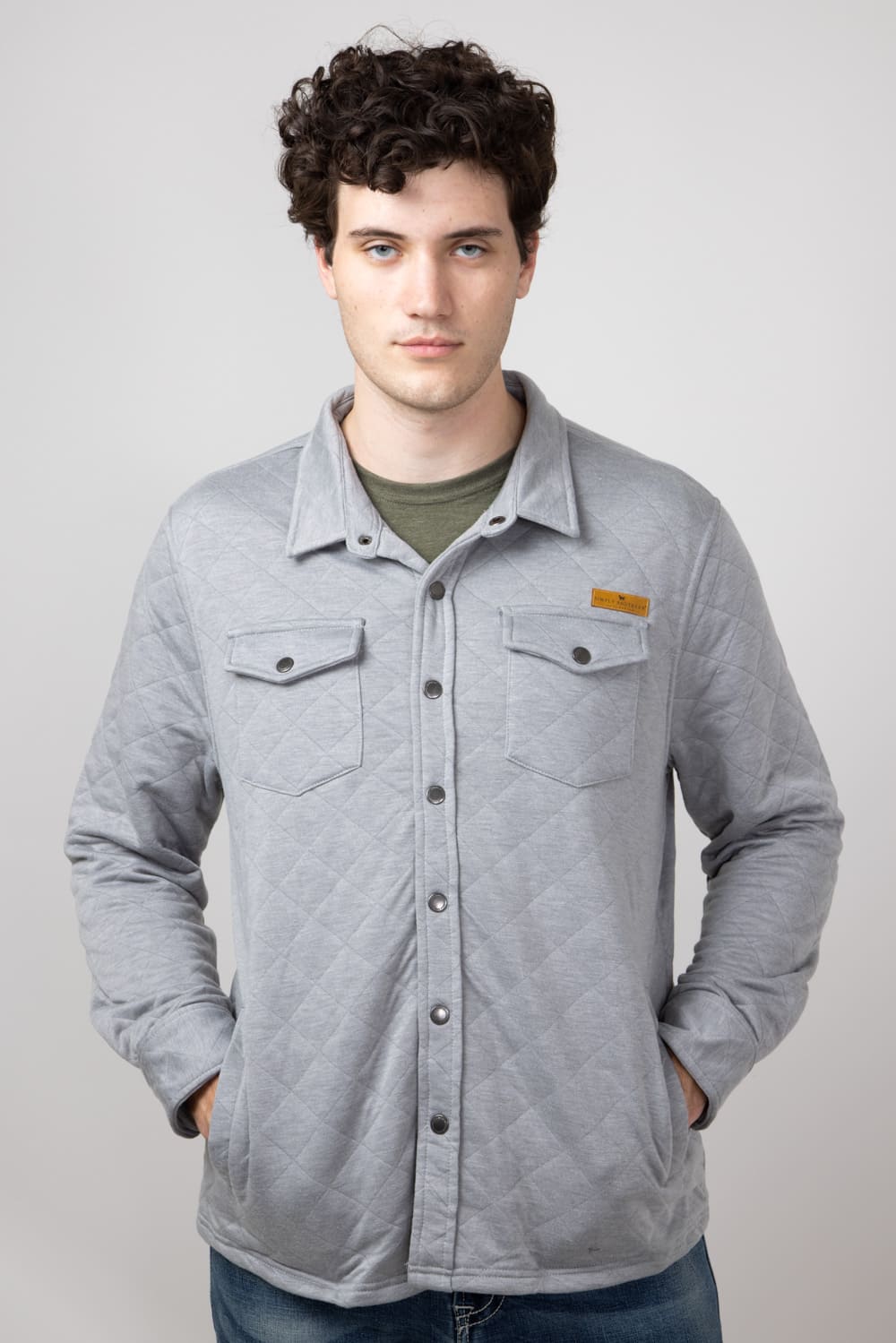 Simply Southern Quilted Shacket for Men in Ash