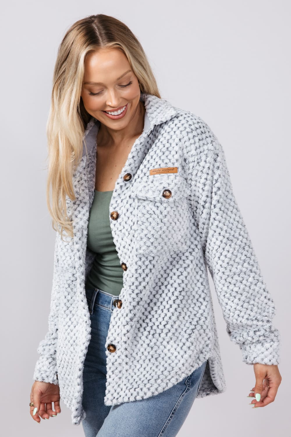 Simply Southern Soft Shacket for Women in White