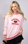 Simply Southern Womens Strawberry Festival Varsity Crew Sweatshirt for Women in Pink