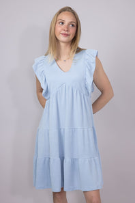 Womens Simply Southern Urban Rib Tiered Ruffle Dress for Women in Ice Blue