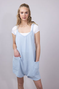 Simply Southern Urban Ribbed Knit Romper for Women in Ice Blue