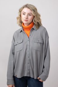 Simply Southern Waffle Knit Shacket for Women in Parchment Ash 