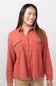 Simply Southern Solid Waffle Knit Shacket for Women in Rust