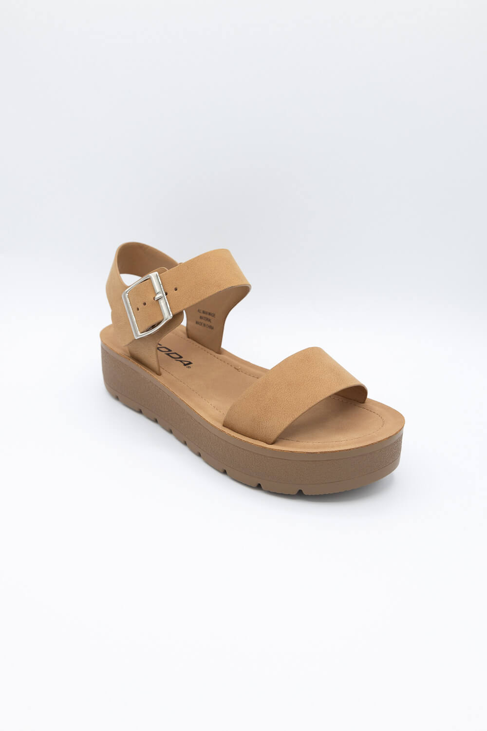 Soda Detect Band Ankle Strap Sandals for Women in Tan