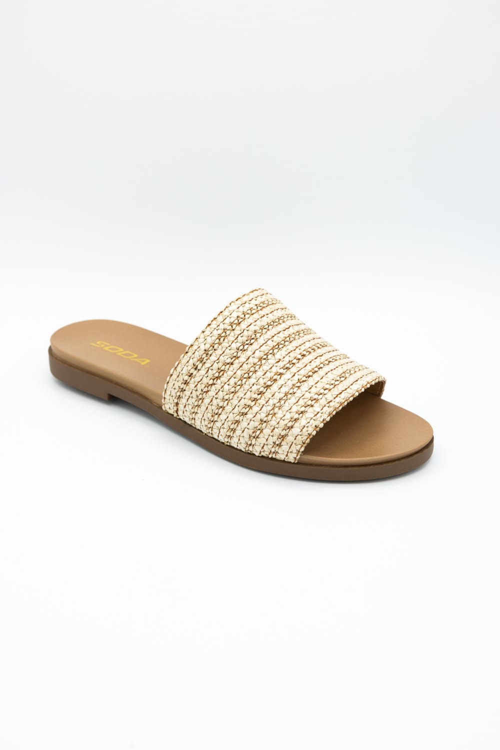 Soda Fate Raffia Slide Sandals for Women in Natural | FATE-S NAT RAFFIA