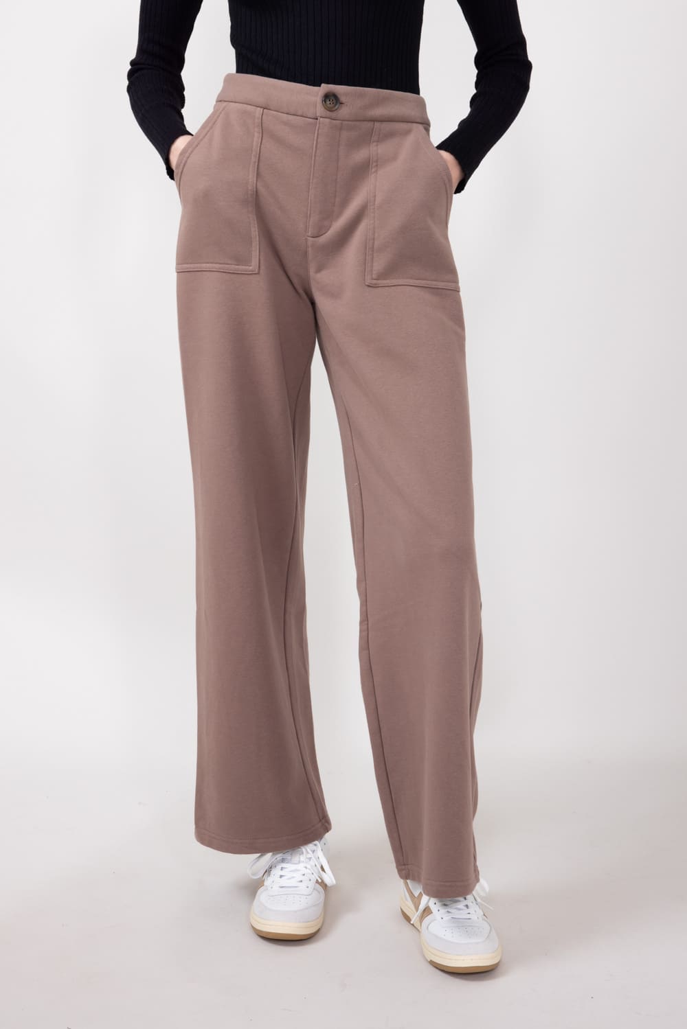 Straight Leg Trouser Sweatpants for Women in Mocha