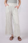 Stripe Smocked Waist Linen Pants for Women in Sage/Cream