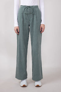 Striped Brushed PJ Pants for Women in Hunter Green