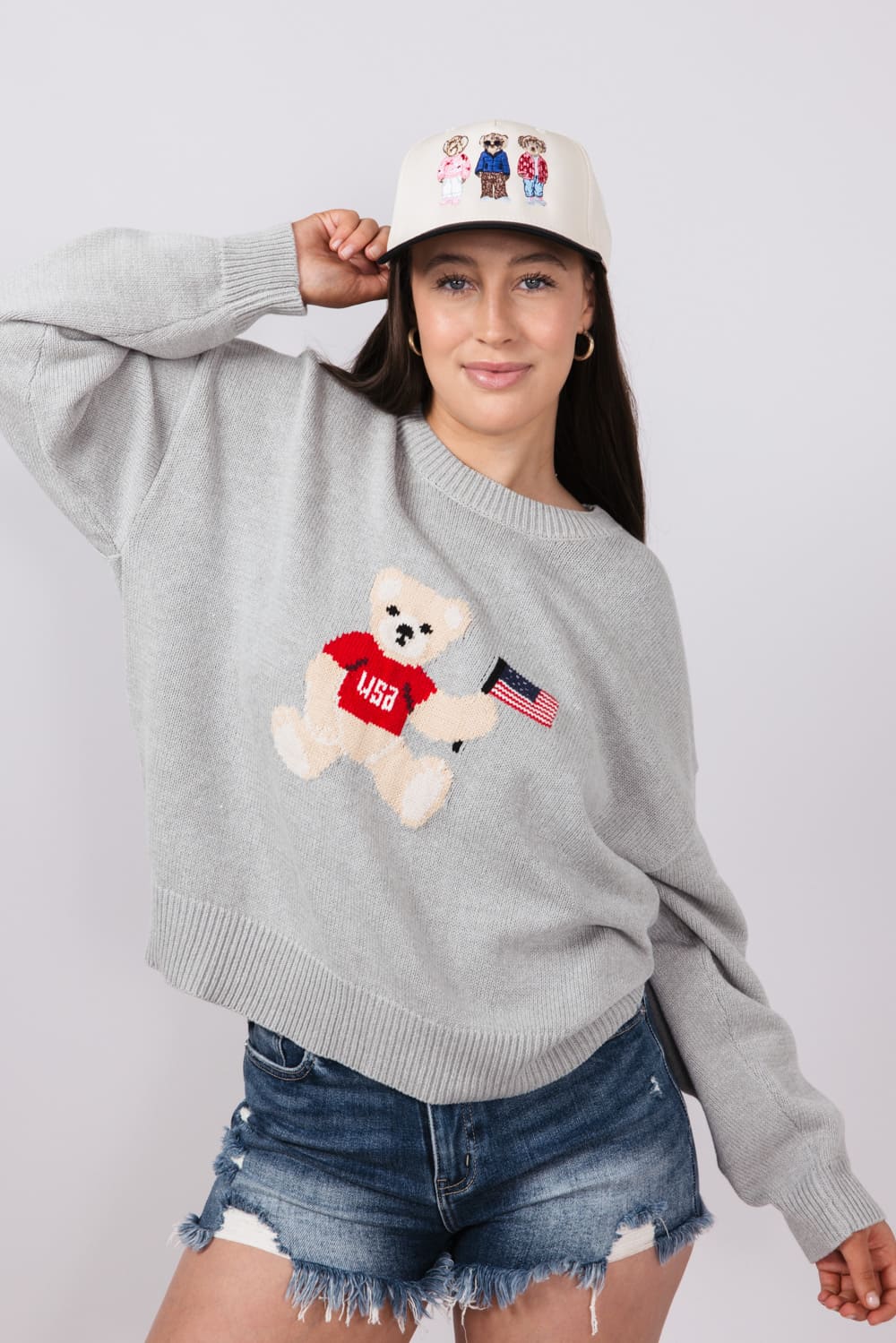 Teddy Bears Trucker Hat for Women in Black/Tan