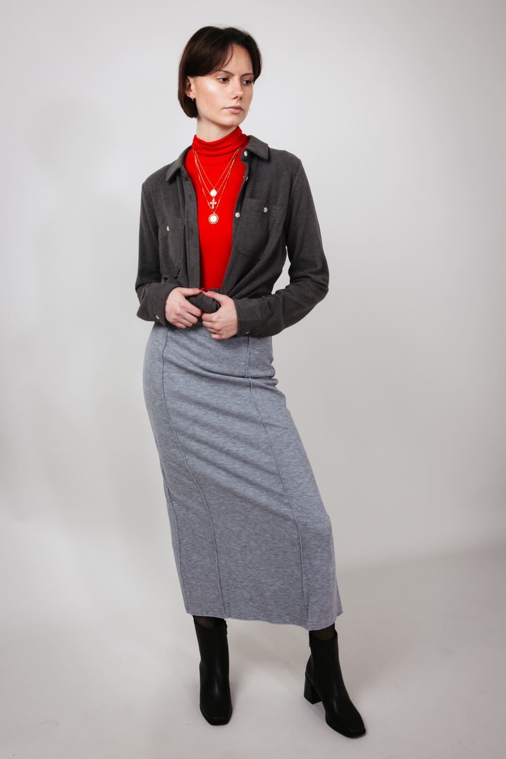 Thread & Supply Lewis Soft Luxe Button Up Shirt for Women in Black Olive