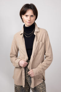 Thread & Supply Lewis Soft Luxe Button Up Shirt for Women in Warm Taupe