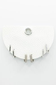 Three Pair Oval Huggie Earrings in Silver