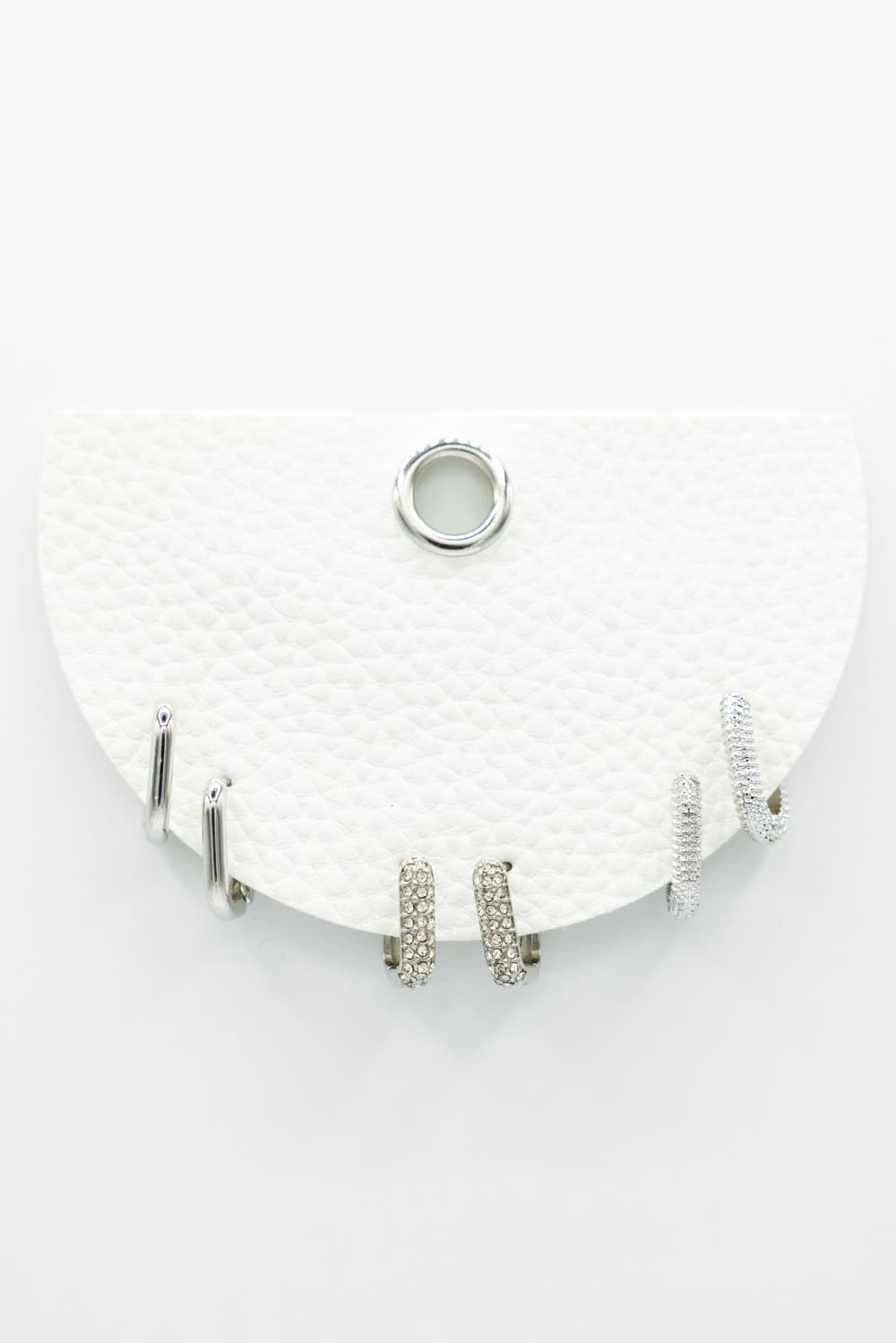 Three Pair Oval Huggie Earrings in Silver
