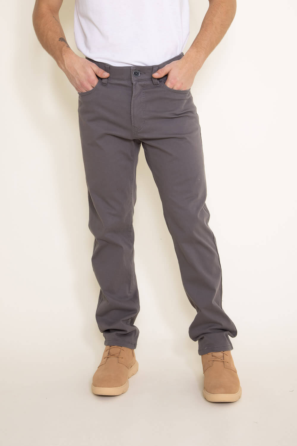Union Five-Pocket Comfort Twill Pants for Men in Grey