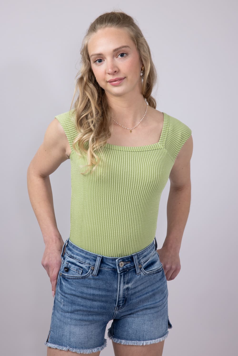 Urban Ribbed Knit Bodysuit for Women in Sage