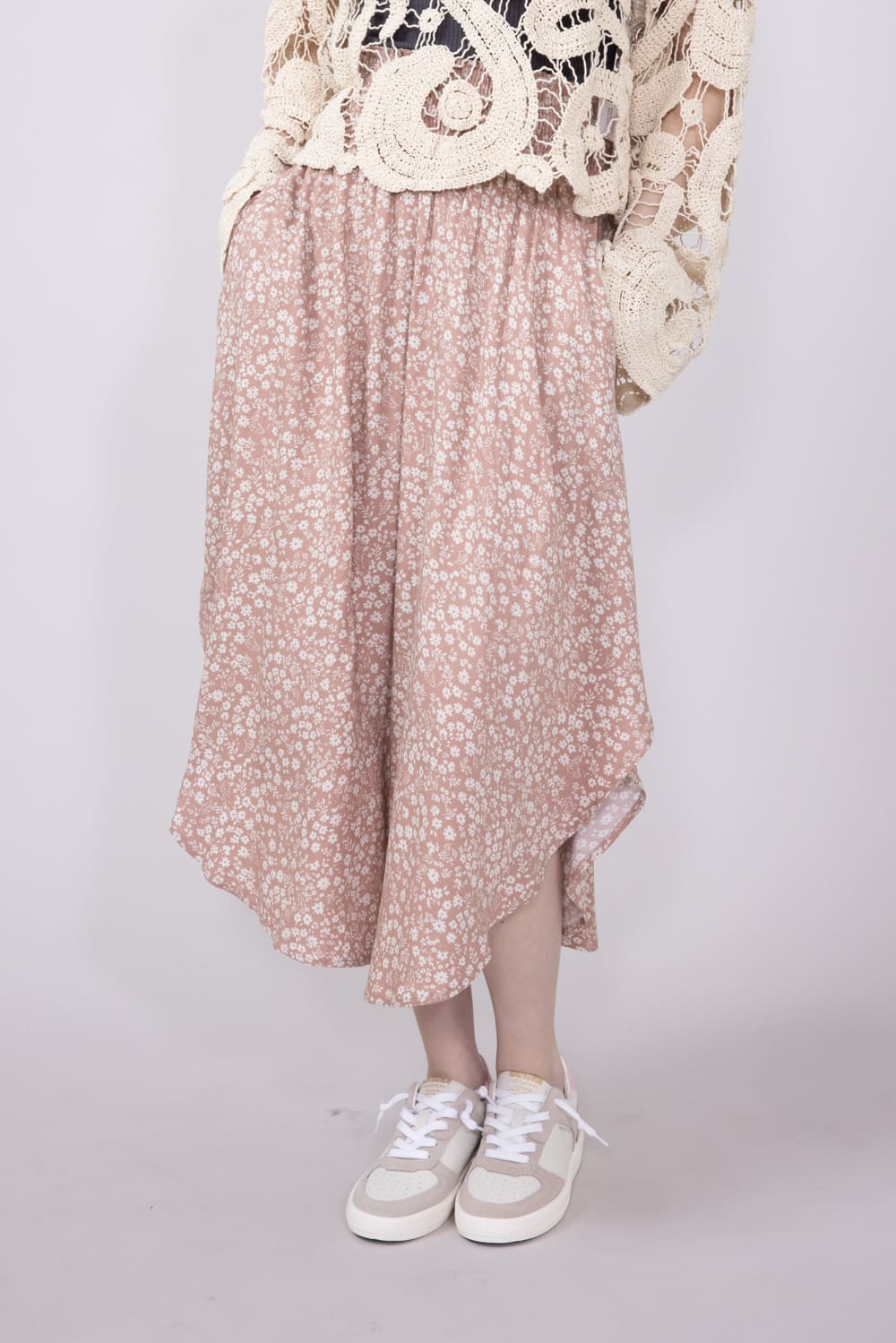 Floral Midi Skirt for Women in Pink 