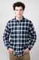 Weatherproof Vintage Brushed Flannel Shirt for Men in Blue Print