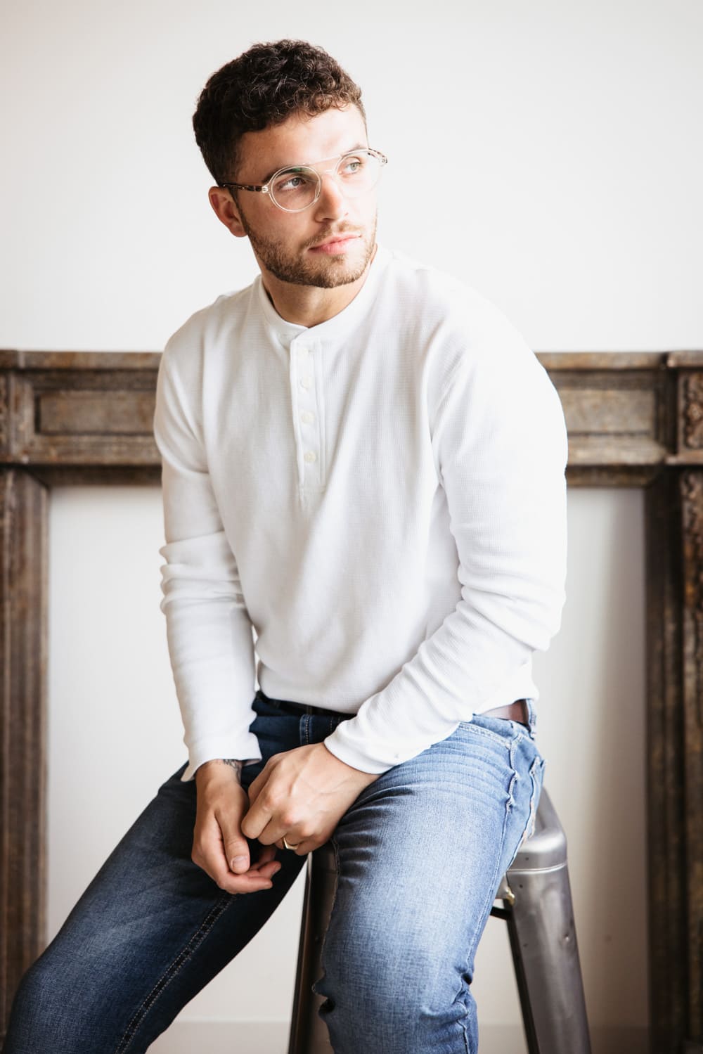 Weatherproof Vintage Waffle Henley Shirt for Men in White