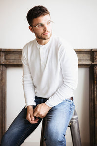 Weatherproof Vintage Waffle Henley Shirt for Men in White