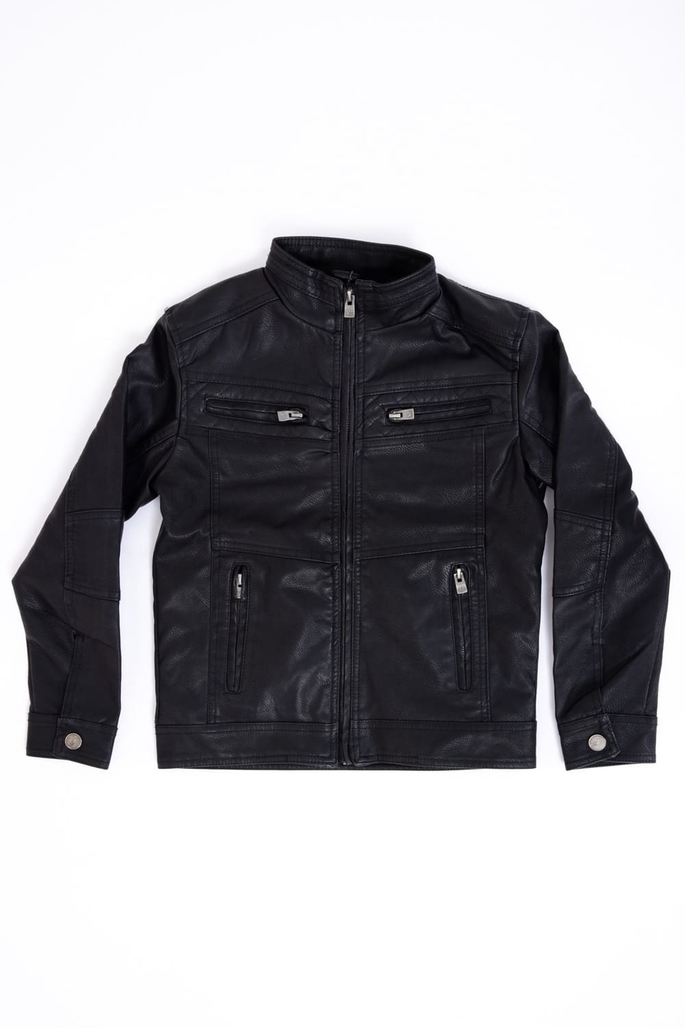 Youth Moto Faux Leather Jacket for Boys in Black