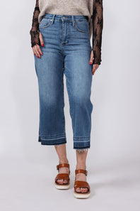 Judy Blue Tummy Control Crop Wide Leg Jeans for Women