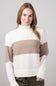 Stripe Mock Neck Sweater for Women in Ivory Mocha Combo
