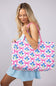 Simply Southern Seaside Canvas Tote Bag in Pink Ribbon