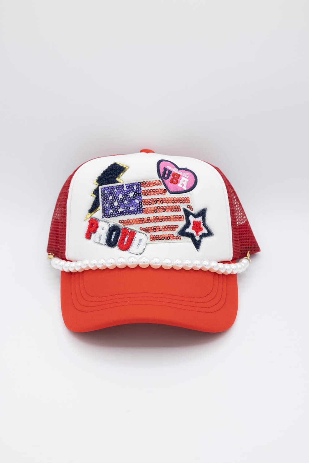 Womens Simply Southern Flag Patch Hat for Women in Red