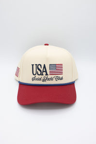 Womens Simply Southern USA Social Club Hat for Women in Cream